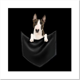 Bull Terrier dog inside Pocket, Funny Bull Terrier Lover Posters and Art